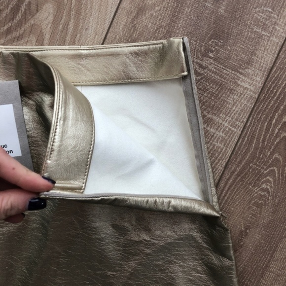 NWT ZARA Metallic Faux Leather Gold Mini Skirt XL - Picture 5 of 6